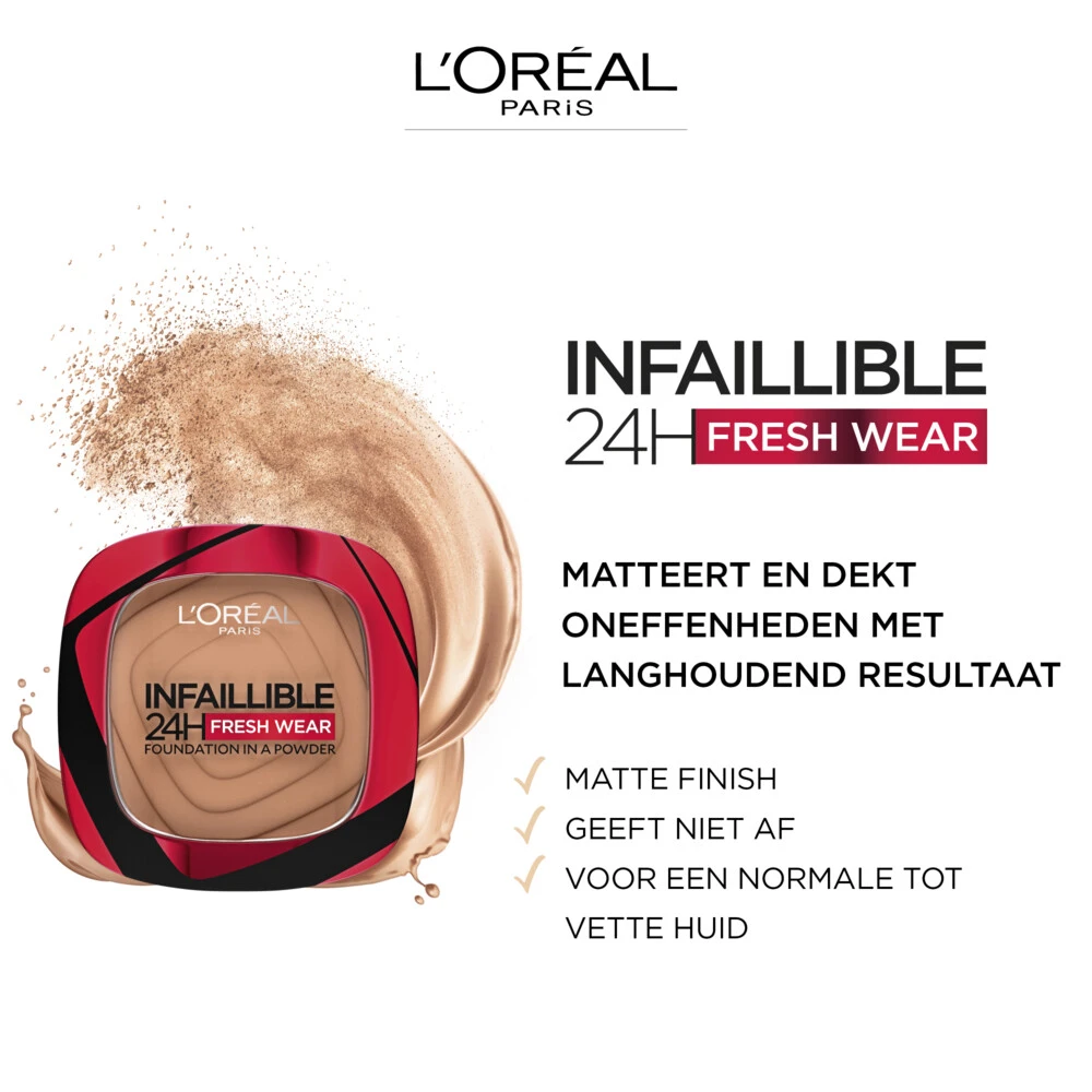 Lu0027Oréal Infaillible 24H Foundation In A Powder 375 Deep Amber L'Oreal Lu0027Oréal Infaillible 24H Foundation In A Powder 375 Deep Amber -Cosmetica Winkel 1037260 3